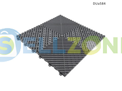 Δάπεδο γκαράζ αρθρωτό PVC - Γκρι τετράγωνο πλακάκι DUa584